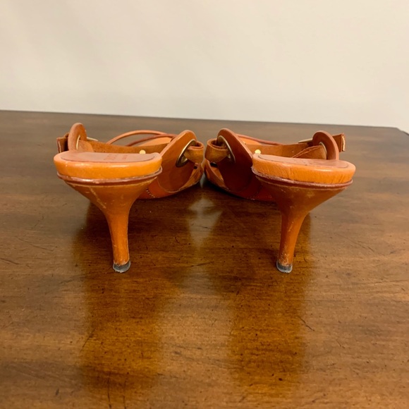 GUCCI - Orange/Rust color Suede & Leather -Studded High Heel Sandals - Picture 4 of 8